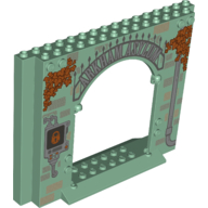 Lego Panel 4 x 16 x 10 with Gate with Stones, Dead Shrubbery, Screen with Lock, Water Drain print