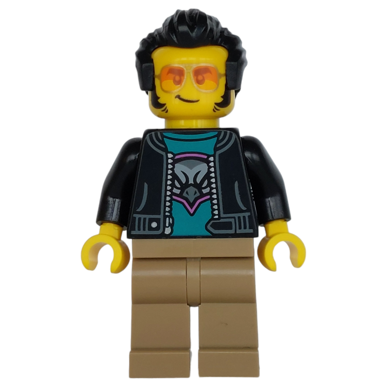 Lego Man, Black Jacket, Dark Tan Legs, Sunglasses