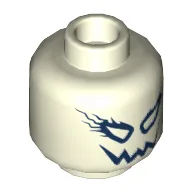 Minifig Head Electrolyzer, Eyes with Lightning Bolts, Jagged Smile Print [Hollow Stud] / Glow in Dark White