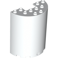 Lego Cylinder Half 3 x 6 x 6 with 1 x 2 Cutout / White