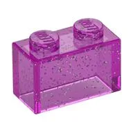 Brick 1 x 2 without Bottom Tube / Glitter Trans-Dark Pink