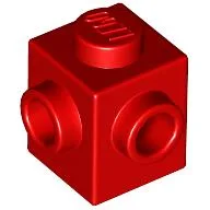 Brick Special 1 x 1 with Studs on 2 Adjacent Sides / Red