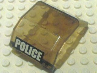 Lego Windscreen 4 x 4 x 4 1/3 Helicopter with White 'POLICE' on Black Background Pattern (Sticker) - Set 7899