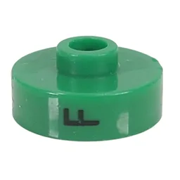 Pen Bead, Round Short, Flat Edge with 'F', '9', 'J' Print / Green