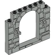 Lego Door Frame 1 x 8 x 6 with Moulded Stone Print and Clips / Light Gray