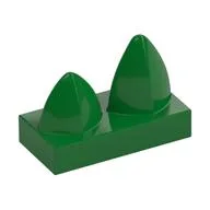 Tile Special 1 x 2 with Two Vertical Teeth / Tooth / Green