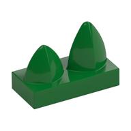 Lego Tile Special 1 x 2 with Two Vertical Teeth / Tooth / Green