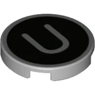 Tile Round 2 x 2 with 'U' on Black Background Print / Light Bluish Gray