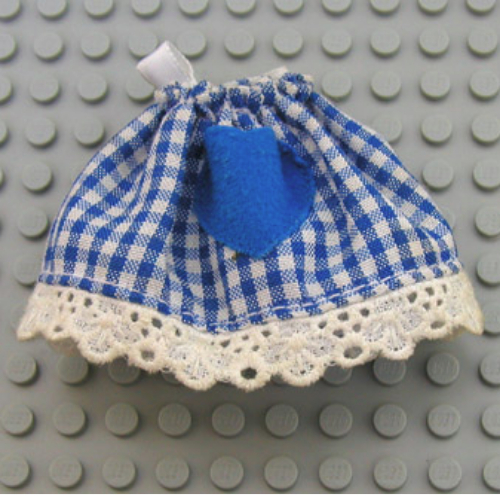 Lego Belville, Skirt, with Lace and Blue Gingham Print / White