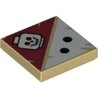 Tile 2 x 2 with 2 Black Dots and Skull Print / Tan