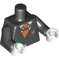 Lego Torso Suit with Orange Tie and Cash in Pocket, Agents Villain Logo / Dollar Sign on Back Print, Black Arms, White Hands / Black