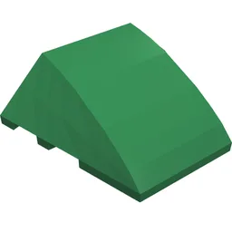 Brick Wedged, Curved 4 x 3 No Studs [Plain] / Green