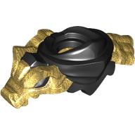 Lego Minifig Neckwear Shoulder Armour With Pearl Gold Dragon pattern / Black