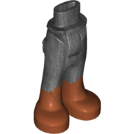 Lego Minidoll Hips and Trousers with Back Pockets and Dark Orange Boots with Copper Leaves Print / Pearl Titanium