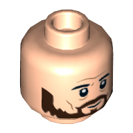 Lego Minifig Head Sirius Black, Reddish Brown Beard / Light Nougat