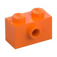 Lego Brick Special 1 x 2 with 1 Center Stud on 1 Side, Bottom Stud Holder / Orange