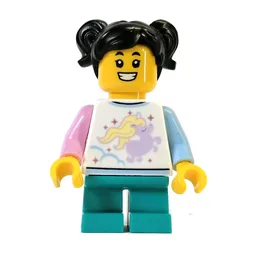 White Torso, Dark Turquoise Legs, Black Hair