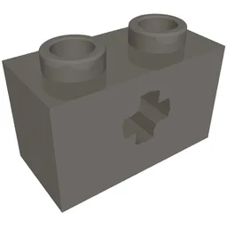 Technic Brick 1 x 2 with Axle Hole Type 2 [X Opening] / Dark Bluish Gray