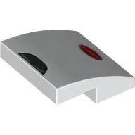 Brick Curved 2 x 2 x 2/3 with Black Air Vent, Red Bugatti Badge Print / White