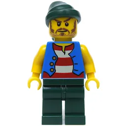 Pirate - Blue Vest, Dark Green Legs, Dark Green Bandana, Long Moustache