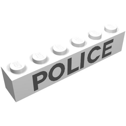 Lego Brick 1 x 6 with 'POLICE' Thin Black Print
