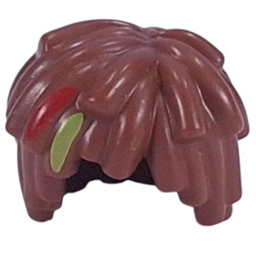 Lego Hair Short Long Curls / Mop Top with Red/Lime Splotch print