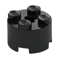 Brick Round 2 x 2 with Axle Hole / Black