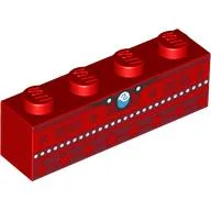 Brick 1 x 4 with White Dots, Dark Red Squares Print / Red