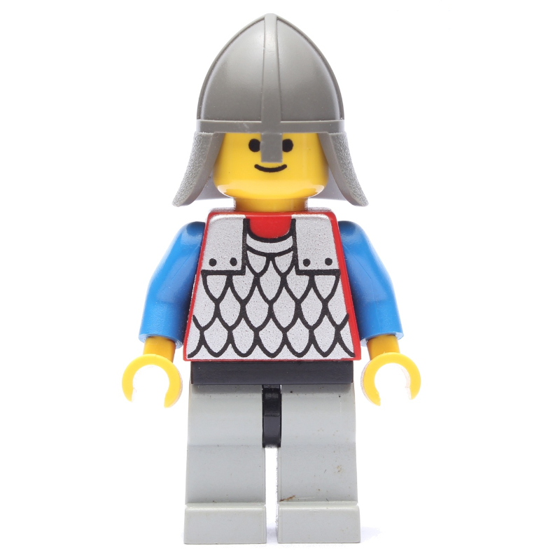 Lego Knight (Scale Mail on Red) - Blue Arms, Light Gray Legs, Dark Gray Neck-Protector