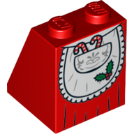 Lego Brick Sloped 65° 2 x 2 x 2 with Bottom Tube with White Apron with Candy Canes in Pocket Skirt Print / Red
