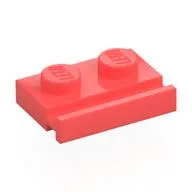Plate Special 1 x 2 with Door Rail / Coral