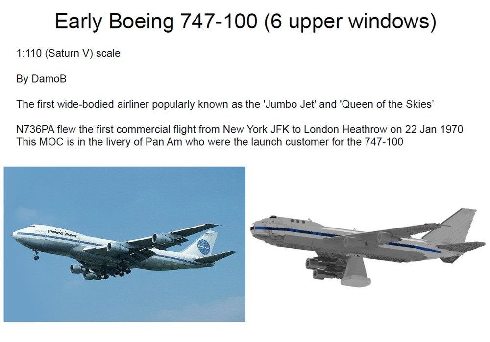 Lego Boeing 747-100 (6 upper windows)