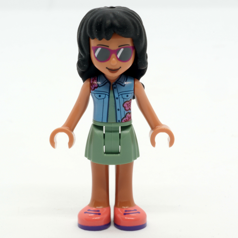 Lego Savannah - Blue Top, Sand Green Skirt, Black Hair