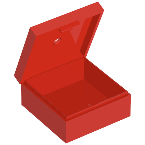 Lego Box 3.5 x 3.5 x 1.3 with Hinged Lid / Red