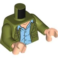 Torso Jacket, Bright Light Blue Shirt, Light Nougat Chest Print, Olive Green Arms, Light Nougat Hands / Olive Green