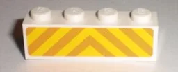 Brick 1 x 4 with Orange and Yellow Danger Stripes Pattern (Sticker) - Set 7733