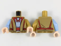 Torso Robe over Bright Light Blue Shirt, Red Belt and Trim Pattern / Pearl Gold Arm Left / Bright Light Blue Arm Right / Light Nougat Hands