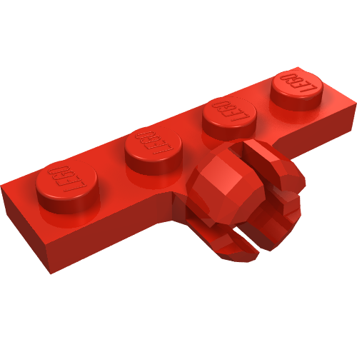 Lego Plate Special 1 x 4 with Towball Socket, Short, 4 Slots / Red