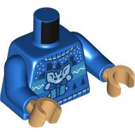 Lego Torso, Christmas Sweater, Pixie, Present print, Blue Arms, Warm Tan Hands / Blue