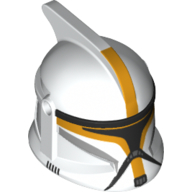 Lego Helmet Clone Trooper Phase 1, with Side Holes, Bright Light Orange Clone Pilot Print / White