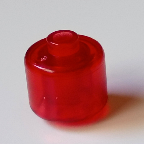 Lego Pen Bead, Round Large, Curved Edges / Cylinder / Trans-Red