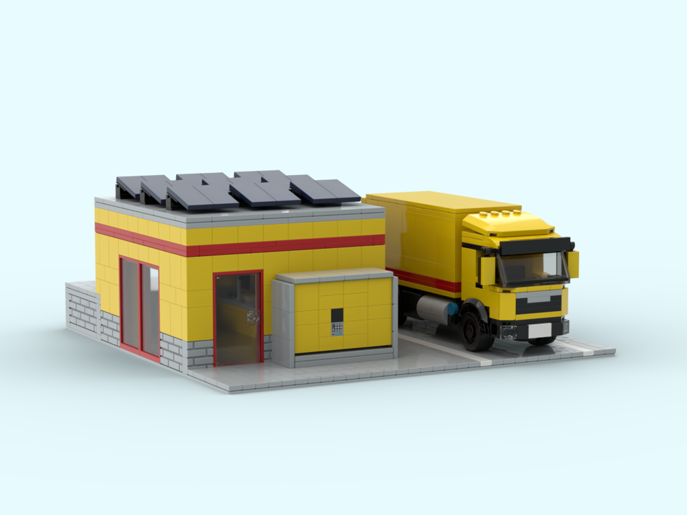 Lego DHL Station mit LKW MAN Truck Post Diorama