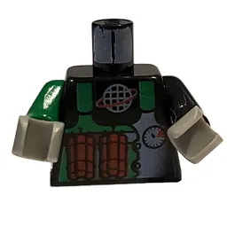 Torso, Odd Arms, Vest, Green with Alpha Team Logo, Dynamite Print, Left Black Arm, Right Green Arm, Light Gray Hands / Black