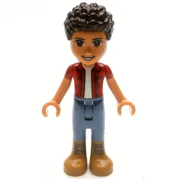 River - Red Shirt, Sand Blue Pants, Dark Brown Hair