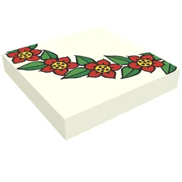 Tile 2 x 2 with Scala Flower Wreath Quarter Print / White