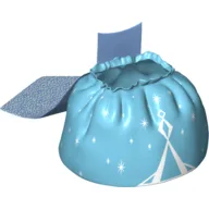 Duplo Cape and Skirt with White Lines and Stars on Medium Azure Background Print / White
