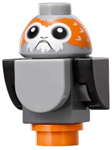 Lego Porg, Star Wars with Black Wings and Tail, V-Shaped between Eyes - Brick Built