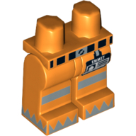 Lego Hips and Orange Legs with Belt, Reflective Stripes, 'EMMET' Name Tag and Silver Triangles on Feet Print / Orange