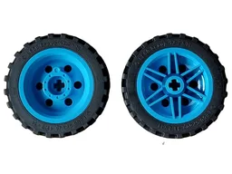 Wheel 30mm D. x 14mm with Black Tire 43.2 x 14 Offset Tread (56904 / 56898) / Dark Azure
