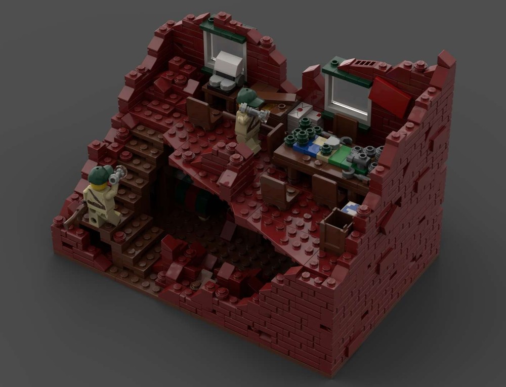 Lego Red WW2 Building Ruins